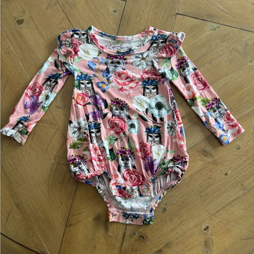 Posh Peanut Pink Floral Long Sleeve Bodysuit